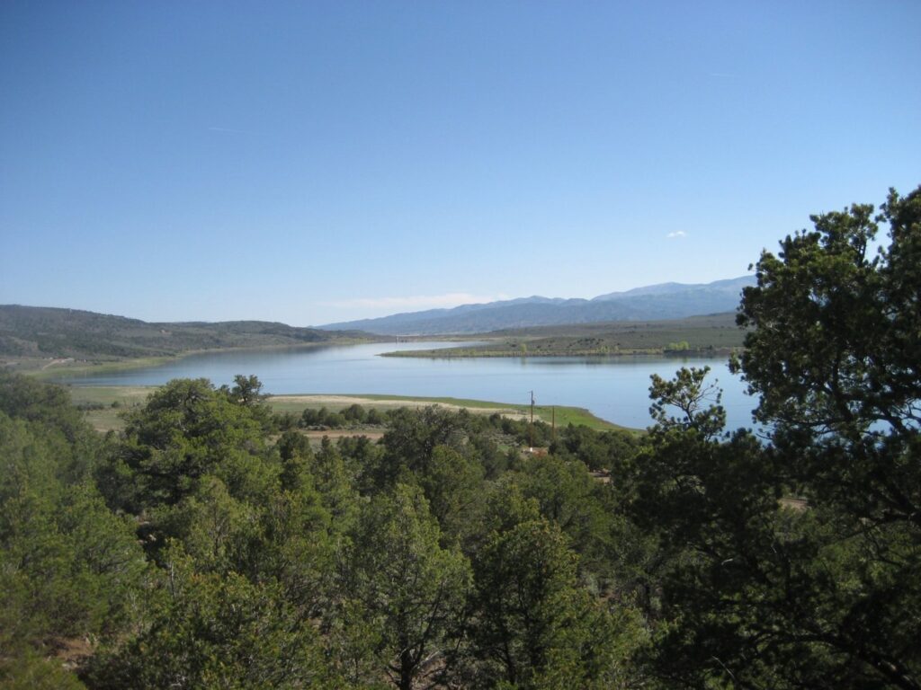beautiful lakefront view of the sanchez reservoir on the wild horse mesa